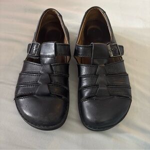 Footprints Birkenstock Vintage Black Leather Madeira Fisherman Sandals EU 39 8